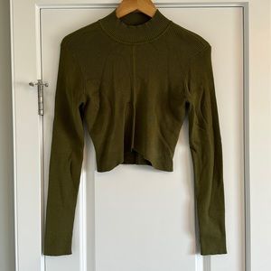 Garage Cropped Mock Turtleneck Long Sleeved T, size L